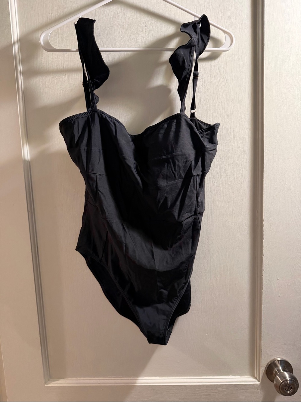 summersalt Black One-Piece Swimsuit with Ruffle Straps